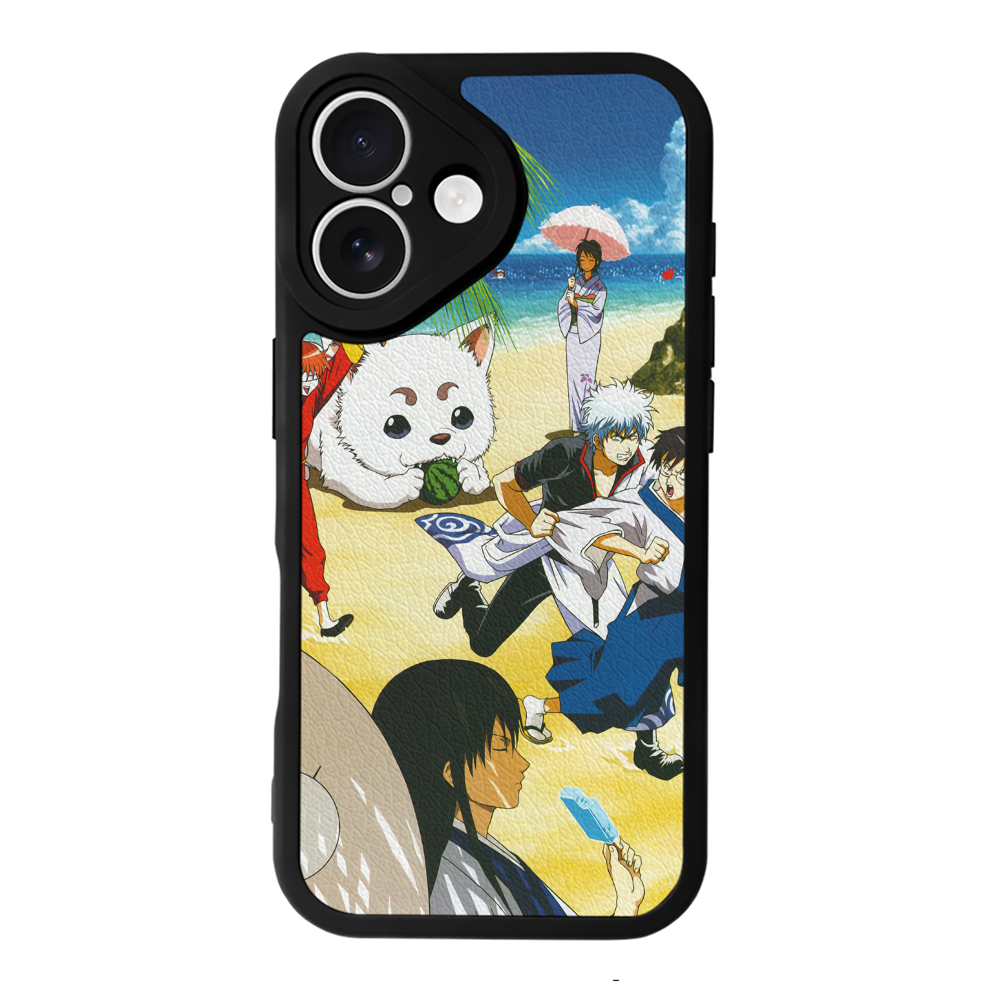 （画像用） ぎんたま 坂田銀時（さかたぎんとき） 神楽 志村新八（しむら しんぱち） GINTAMA Sakata Gintoki Kagura Shimura Shinpachi 【iPhone 16シリーズ対応】シリコンスマホケース（レザー調） 材質：シリコン